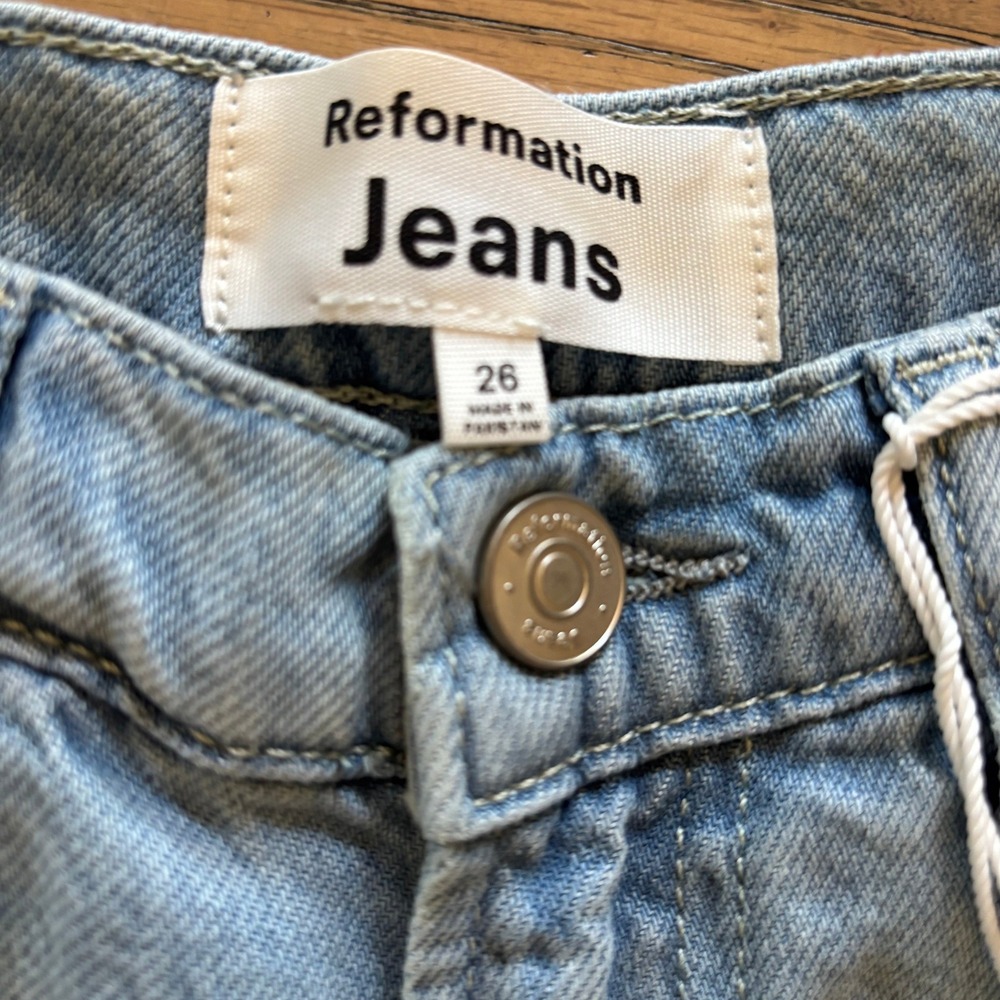 Reformation Cary Lived-In High Rise Wide Leg Jeans Light Blue 26 NWT - Picture 5 of 9
